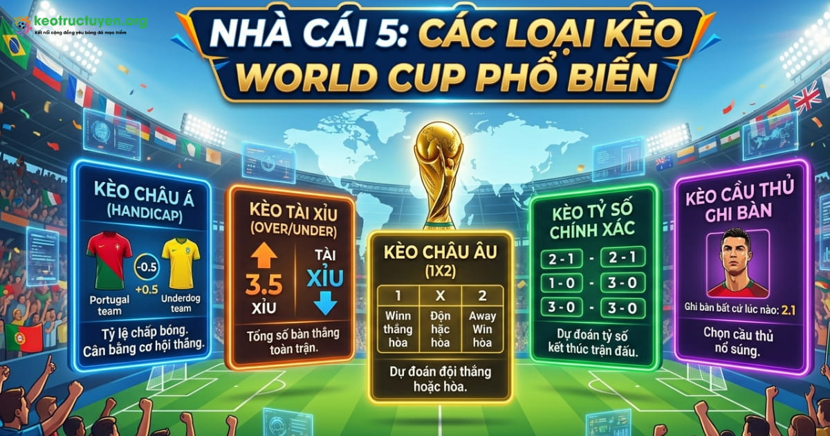 Các loại kèo World Cup phổ biến tại nhà cái 5